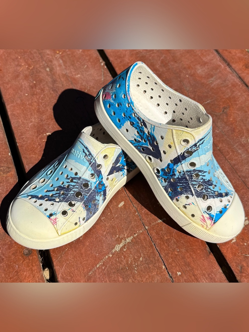 HTF Native Jefferson slip-on shoes marbled tie dye abstract print size 9 toddler